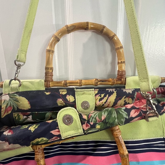 Talbots Canvas Tore with Shoulder Strap and Double Bamboo Handles - Picture 3 of 5